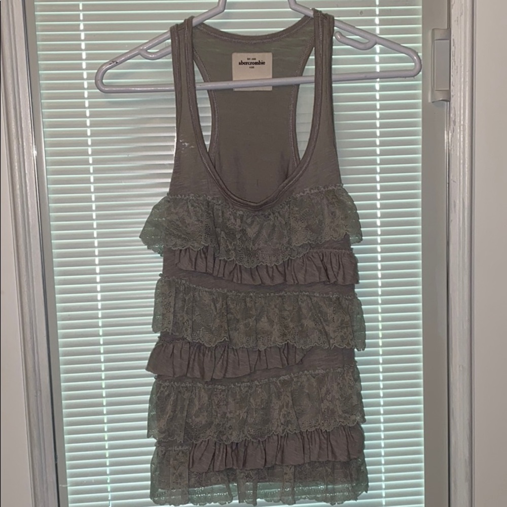 Abercrombie kids grey frilly tank top